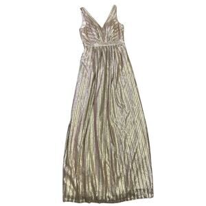 Weddington Way by Adrianna Papell Formal Gold Champaign Sequin Gown Size 2